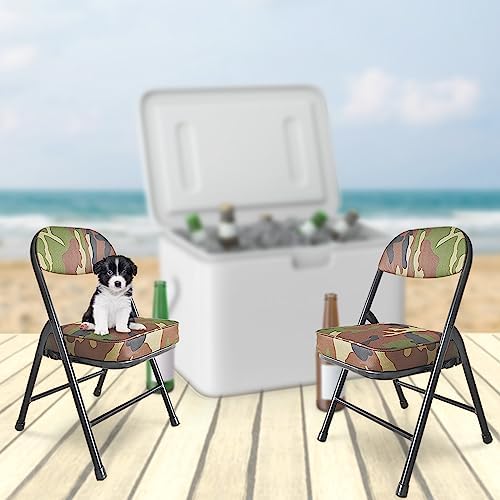 Mini Padded Folding Stool - 12.2 Inch Camping Camo Green 1-Pack