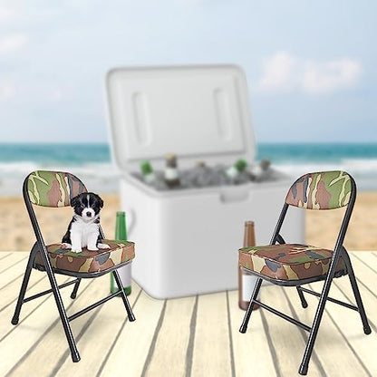 Mini Padded Folding Stool - 12.2 Inch Camping Camo Green 1-Pack