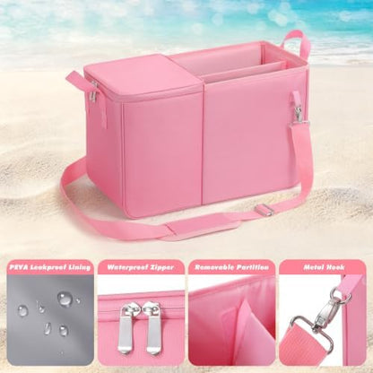Cooler Organizer Insert Compatible with Bogg Bag XL, Leak-Proof Ice Chest Beach Bag with Removable Divider, Zippered Pouch, Portable Travel Organizer for Beach, Picnic, Camping, Pool