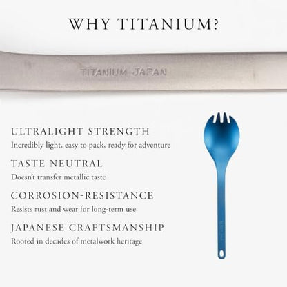 Snow Peak Titanium Spork for Outdoor Use, Portable and Durable, Blue