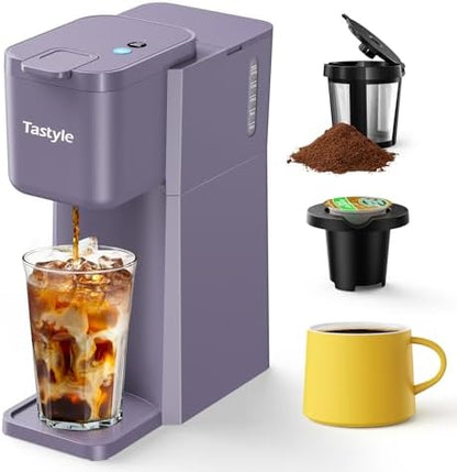 Tastyle Mini Single Serve Hot and Iced Coffee Maker for K Cup and Ground
