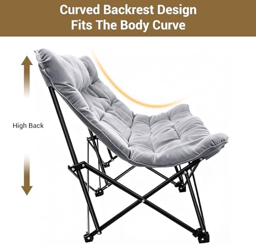 Oversized Padded Double Camping Chair with High Back Heavy Duty Folding Comfy Chair Butterfly Chair for Adults Lawn Patio Outdoor