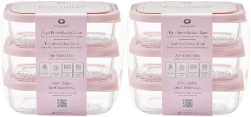 Glass Food Storage Containers with Lids — 12 Piece — 17.6 oz Glass with BPA-Free Leak Resistant Stackable Lids — Microwave, Oven & Dishwasher Safe — Ideal for Meal Prep & More - Berry Blush