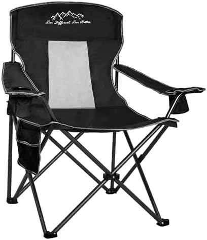 Camping Chairs Outdoor Portable Folding Chair with Mesh Back, Black