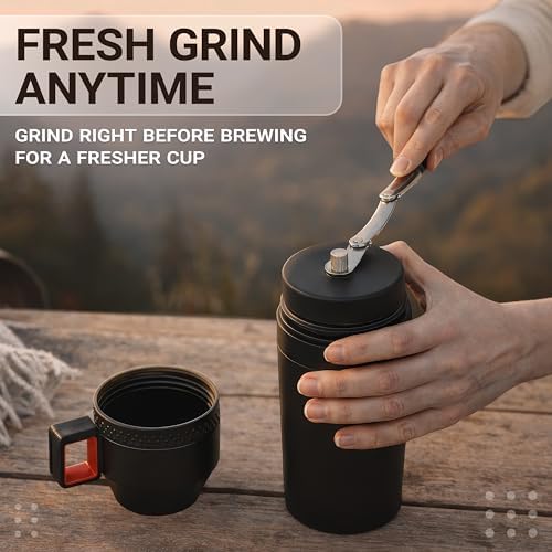 Manual Coffee Grinder for Camping and Travel, Portable Pour Over Brewer Kit
