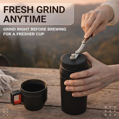 Manual Coffee Grinder for Camping and Travel, Portable Pour Over Brewer Kit