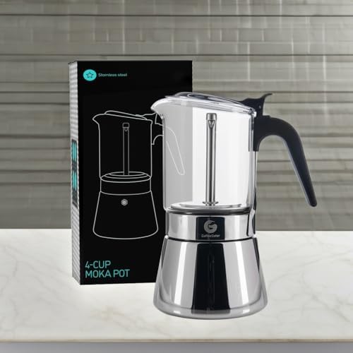 Coffee Gator 4 Cup Moka Pot, 6.7oz Stovetop Espresso Maker