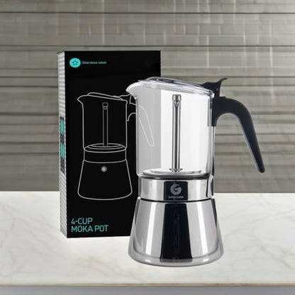 Coffee Gator 4 Cup Moka Pot, 6.7oz Stovetop Espresso Maker