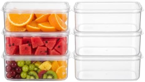Lustroware Micro Clear Transparent Food Storage Containers with Lids – BPA-Free, Shatterproof, Dishwasher & Microwave Safe, 1.4 qt Stackable Refrigerator Organizer Bins, Made in Japan, Set of 6