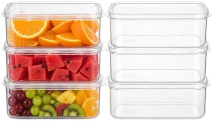Lustroware Micro Clear Transparent Food Storage Containers with Lids – BPA-Free, Shatterproof, Dishwasher & Microwave Safe, 1.4 qt Stackable Refrigerator Organizer Bins, Made in Japan, Set of 6