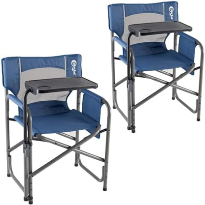 Portal Director Camping Chair with 2-Way Rotating Side Table, 300 lb, Blue