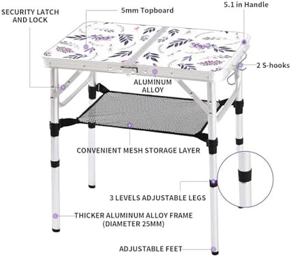 Yriuat Folding Camping Table 2ft Portable Picnic Table, Misty Lilac