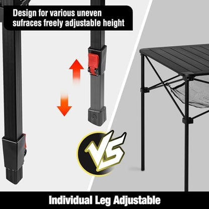 VILLEY Folding Camping Square Table, Portable Aluminum Table, Medium