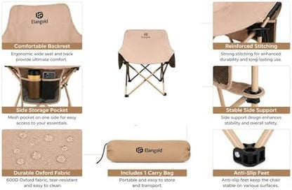 Folding Camping Chair Set, 4 Pack Portable Outdoor Chairs