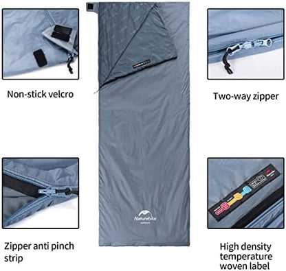 Naturehike Lightweight Compact Sleeping Bag, 59℉/32℉ Envelope Ultralight Backpacking Sleeping Bag Portable, Waterproof with Compression Sack for Cold&Warm, Camping, Traveling, Hiking