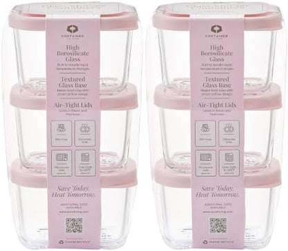 Glass Food Storage Containers with Lids — 12 Piece — 10.5 oz Glass with BPA-Free Leak Resistant Stackable Lids — Microwave, Oven & Dishwasher Safe — Ideal for Meal Prep & More - Berry Blush
