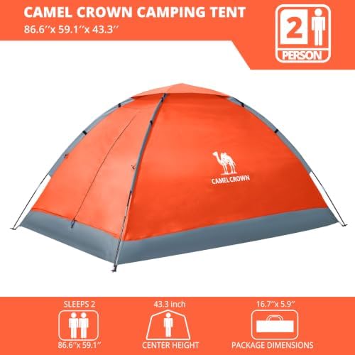 CAMEL CROWN Tents for Camping 2/3/4/5 Person Camping Dome Tent, Waterproof,Spacious, Lightweight Portable Backpacking Tent for Outdoor Camping/Hiking