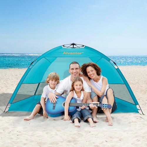 Alvantor® Beach Tent Beach Umbrella Outdoor Sun Shelter Cabana Automatic Instant Pop-Up UPF 50+ Portable Beach Shade Camping Fishing Hiking Canopy Easy Set Up Light Weight Windproof for 2-3 Person