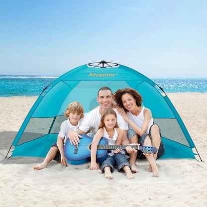 Alvantor® Beach Tent Beach Umbrella Outdoor Sun Shelter Cabana Automatic Instant Pop-Up UPF 50+ Portable Beach Shade Camping Fishing Hiking Canopy Easy Set Up Light Weight Windproof for 2-3 Person