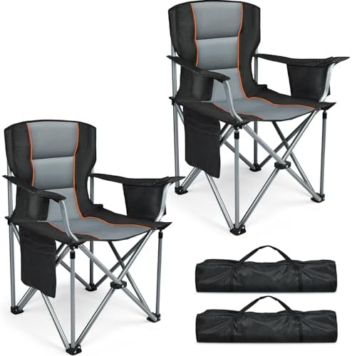 Camping Chairs, 2 Pack Oversized Heavy Duty Fully Padded Folding Chairs