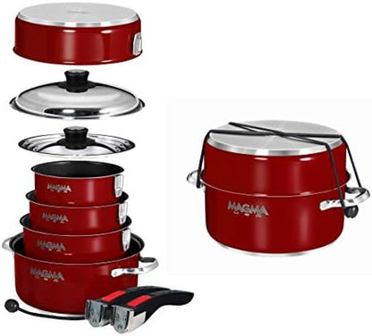 Magma A10-366-MR-2-IND 10 Pc Stainless Steel NonStick Nesting Cookware Set