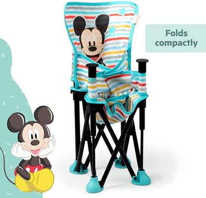 Bright Starts Disney Mickey Mouse Pop 'N Sit Portable Booster, Indoor/Outdoor Use, Floor Seat with Feeding Tray, Blue, 6 Mos - 3 Yrs