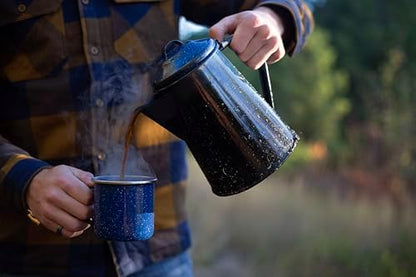 GSI Outdoors Enamel Coffee Pot to Store Hot Coffee, Tea for Camping & Farmhouse - 6 Cup
