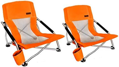 Nice C Low Beach Camping Folding Chair, River Sand Lake Chair (2P Orange)
