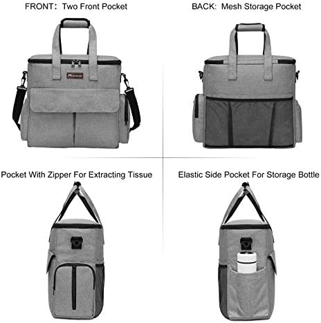 Modoker Weekend Dog Travel Bag Set with 2 Food Bags, 2 Bowls and Mat, Grey