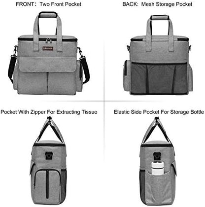Modoker Weekend Dog Travel Bag Set with 2 Food Bags, 2 Bowls and Mat, Grey