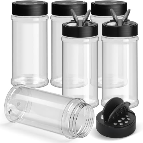 TUZAZO 16 Oz Large Spice Jars Plastic Seasoning Containers, 6 Pack