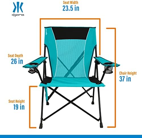 Kijaro Dual Lock Portable Camping Chair - Versatile Folding Sports and Outdoor Chair for Lawn - Locks Position - Ionian Turquoise