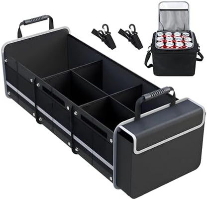 95L Collapsible Car Trunk Organizer, Detachable Insulated Cooler Bag