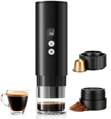 Portable Espresso Machine,15 Bar 2-In-1 Coffee Maker,Self-Heating USB-C Coffee Machine for Travel,Camping,RV, Hiking,Office,Black