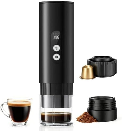 Portable Espresso Machine,15 Bar 2-In-1 Coffee Maker,Self-Heating USB-C Coffee Machine for Travel,Camping,RV, Hiking,Office,Black