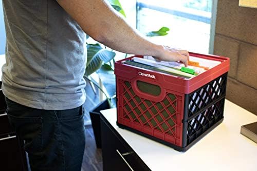 CleverMade Collapsible Milk Crates, 25L 1 Pack, 50 lb, Brick Red