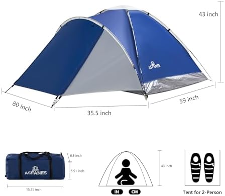 ASFANES Screened Camping Tent, 1-2 Person Waterproof, Haven Tent
