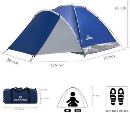 ASFANES Screened Camping Tent, 1-2 Person Waterproof, Haven Tent