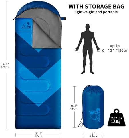 Sleeping Bag for Adults, Lightweight Waterproof 3 Season Camping