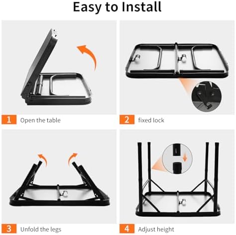 Folding Camping Table, Black Aluminum Frame,2-Position Adjustable Height,Lightweight Carry Handle, Portable for Travel, Camping Outdoor Use, 2 Ft x 1.5 Ft(Small), Black