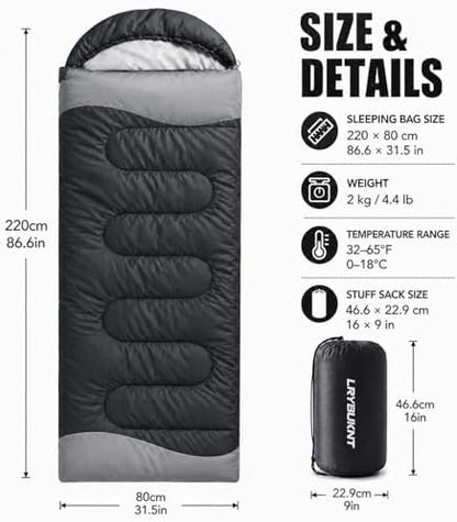 Sleeping Bags for Adults & Kids - Lightweight Camping Sleeping Bag