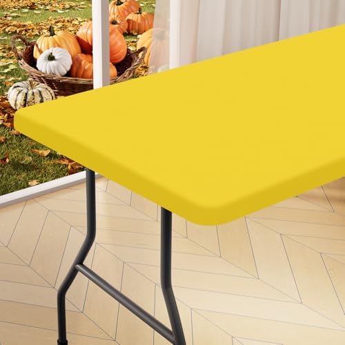 homing Rectangle Table Cloth Cover 4 Foot Yellow Elastic Fitted Tablecloth