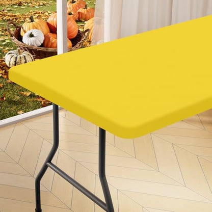 homing Rectangle Table Cloth Cover 4 Foot Yellow Elastic Fitted Tablecloth