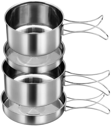 18/8 Stainless Steel Camping Cook Pot Set of 4 pcs