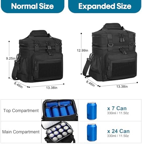 GLENKEY Tactical Lunch Box Men 22L Expandable Insulated Leakproof Cooler