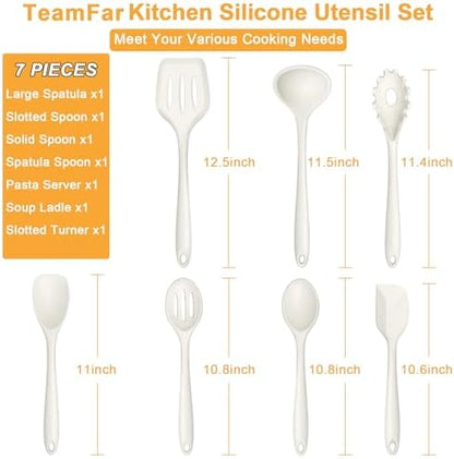 TeamFar Silicone Cooking Utensil Set of 7, Kitchen Cooking Utensil Set