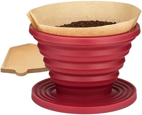 COLETTI Sierra Camping Pour Over Coffee Dripper — Collapsible Pour Over Coffee Dripper — Includes Pack of Paper Filters [Red, Pack of 1]