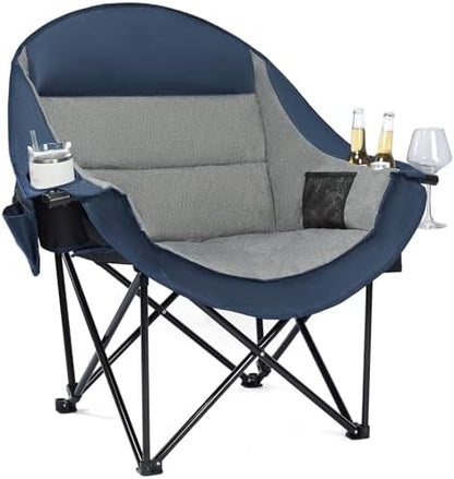 Oversized Camping Chairs for Adults - Heavy Duty Padded Outdoor Camp Chair