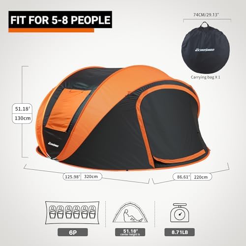 EchoSmile Instant Pop Up Camping Tent, 2/4/6 Person Easy Setup Tent