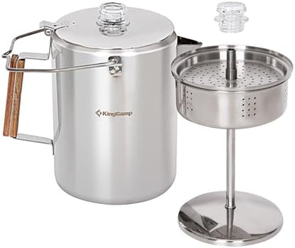 KingCamp Percolator Coffee Pot,304 Stainless Steel,Large Capacity,12 Cup